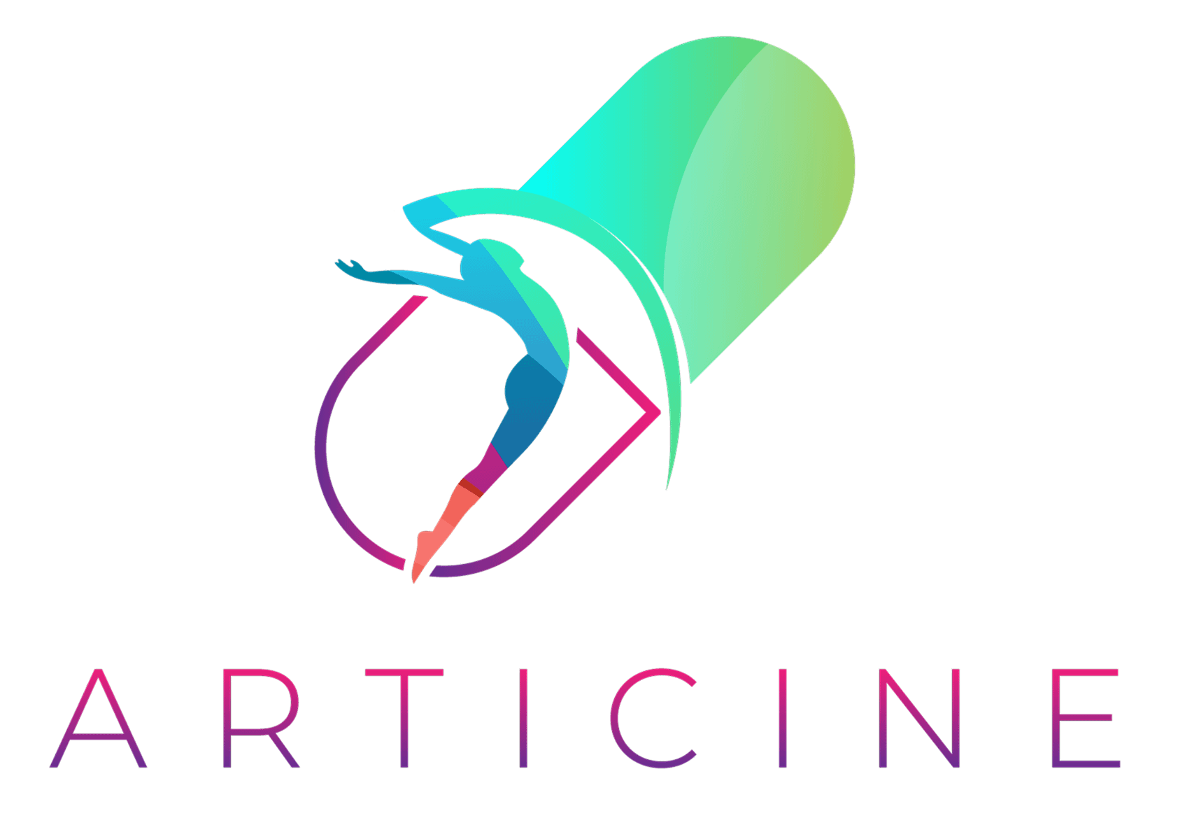 Logo of dancer with a medical pill as background