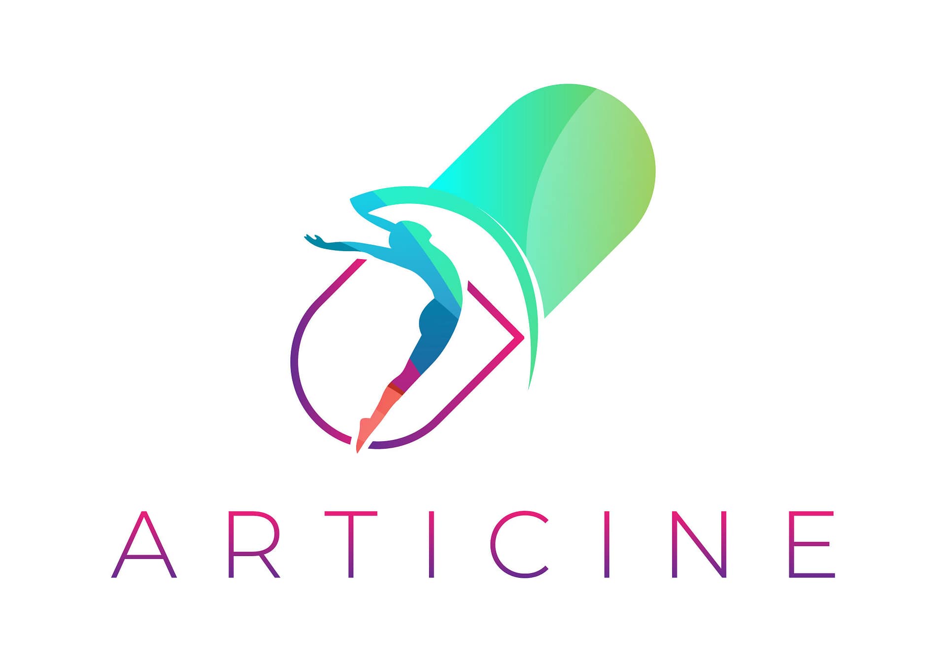 Logo of dancer with a medical pill as background
